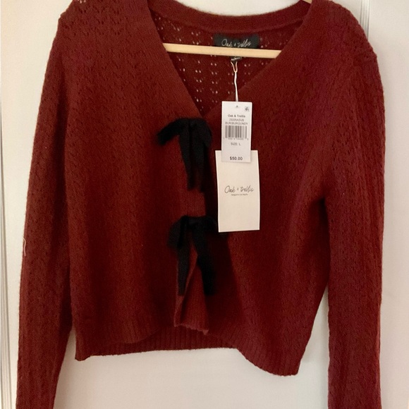 Oak & Trellis Sweaters - Chic & Belle Women's Burgundy Cardigan